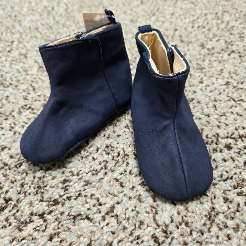 Baby‎ Gap Navy Booties Piped Ankle Boots Infant Shoes 18-24M